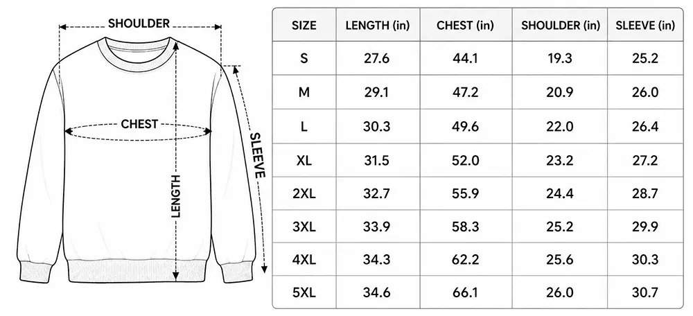 Sweater Size Guide