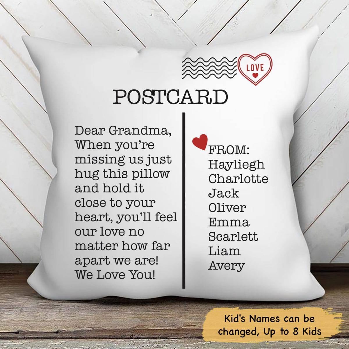 Download To Grandma With Love Postcard Pillow Cover Personalized Holiday Gift Gearcustoms Com