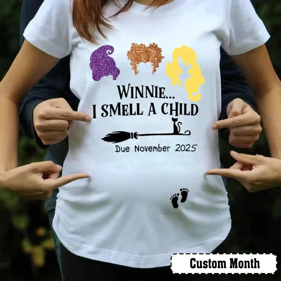 Personalized Winnie I Smell a Child T Shirt, Custom Pregnancy Announcement  Halloween Gift - Gearcustoms.com, image size:1106x1106