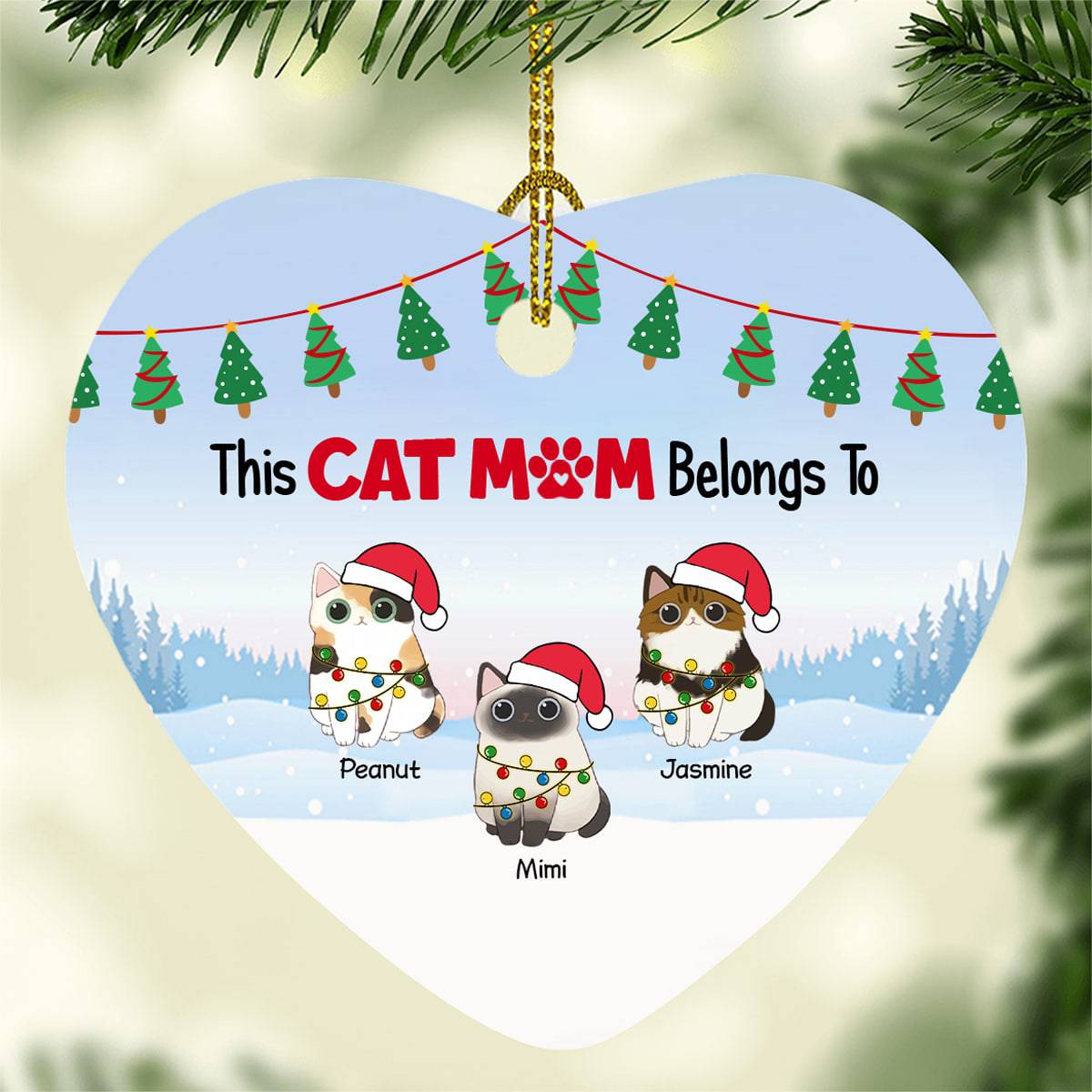 Personalized Christmas Cat Mom Belongs To Heart Ornament, Christmas ...