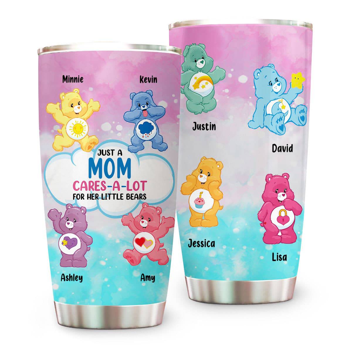 Personalized Just A Mom Care A Lot For Her Little Bears Custom Tumbler ...