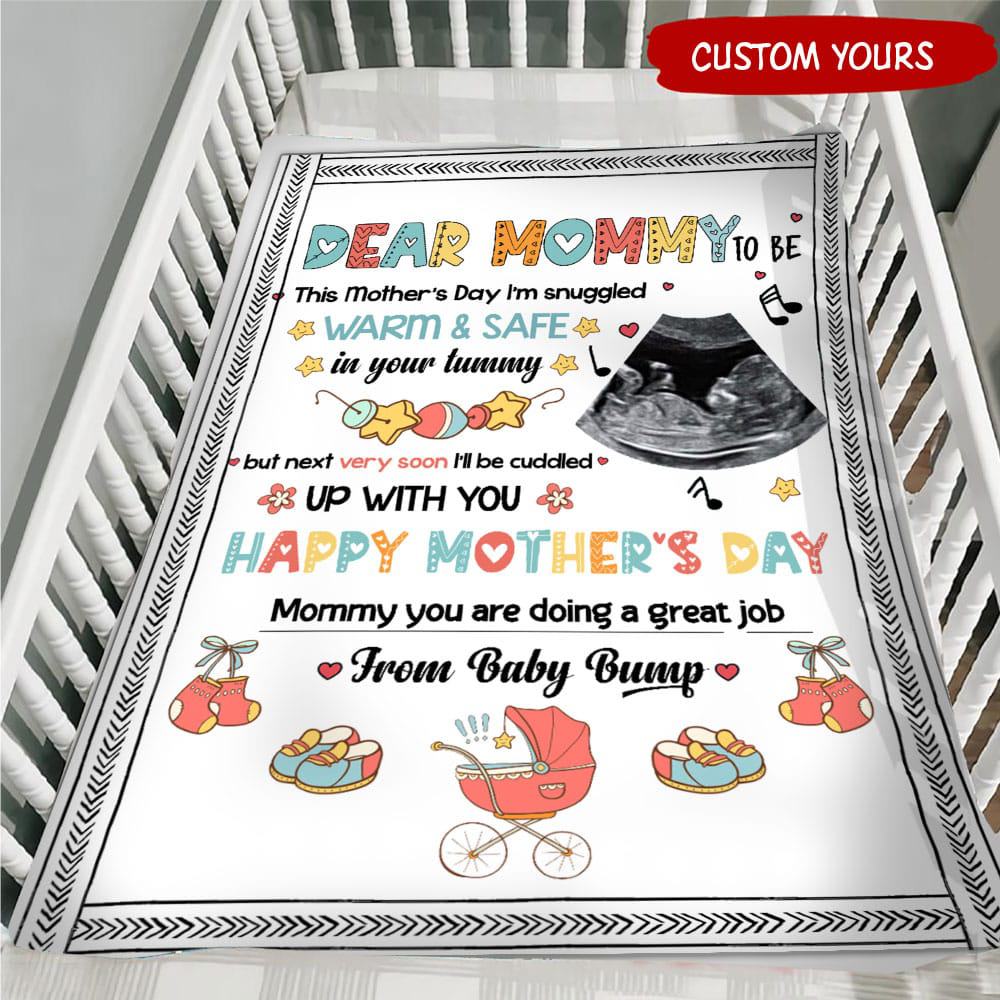 Personalized Mommy Happy Mother's Day Blanket, Gift For Expecting Mom