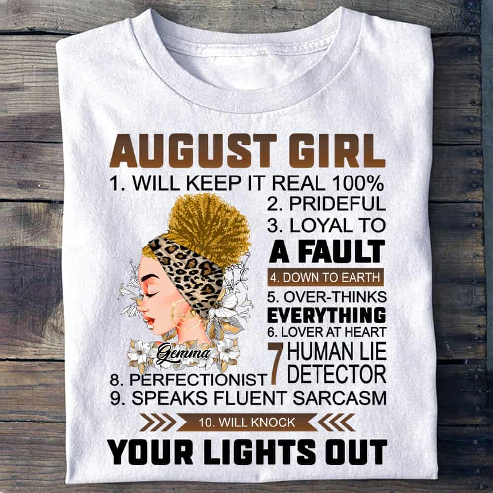 Personalized August Girl Birthday T Shirt, Custom Birthday Shirt