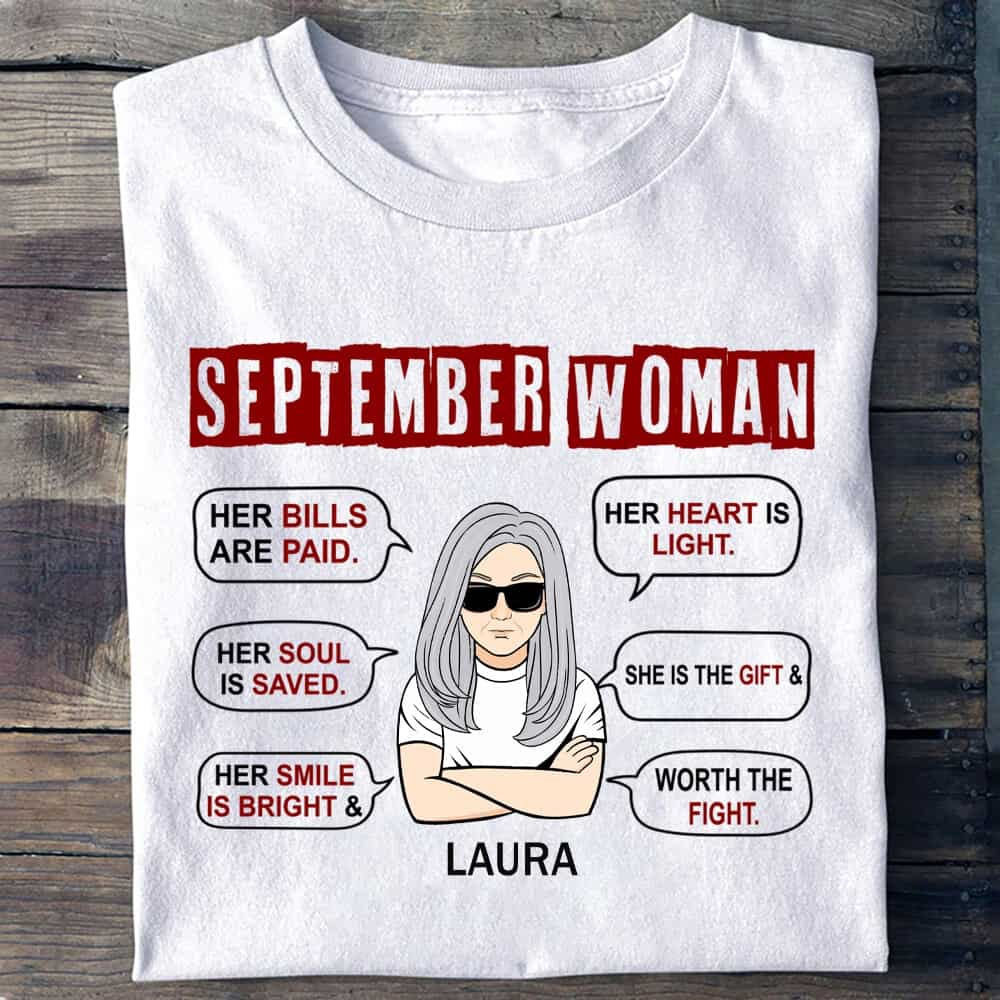 Personalized September Woman Birthday T Shirt, Custom Birthday