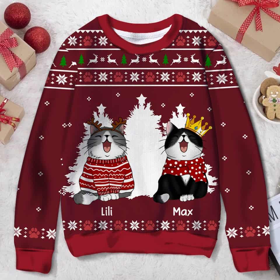 Meow You A Merry Christmas, Personalized Custom Ugly Christmas