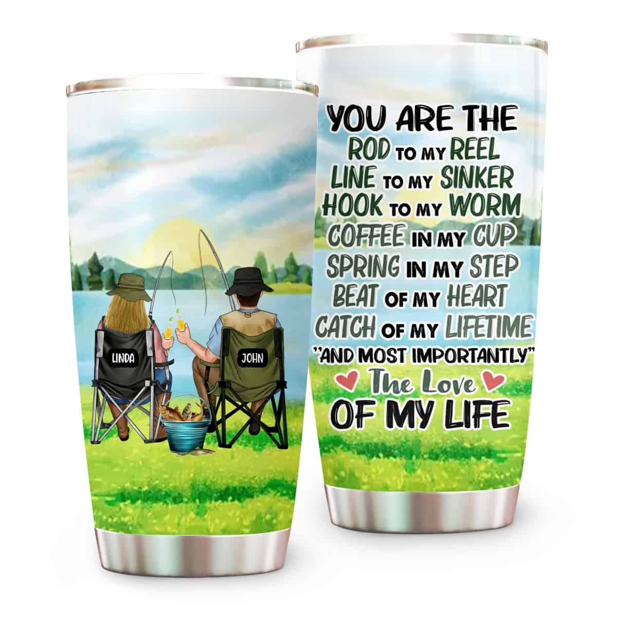 Personalized Custom Fishing Couple Tumbler, Gift Idea For Couple/Fishing  Lovers, You Are The Rod To My Reel 