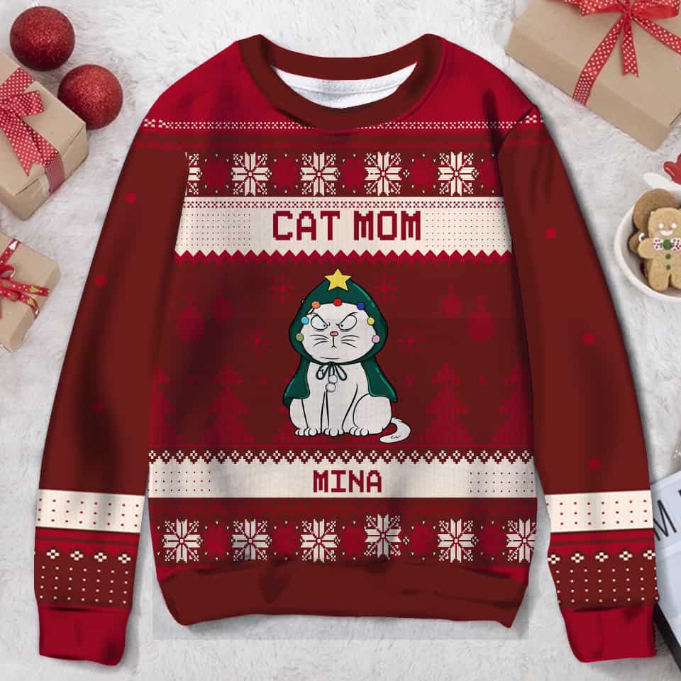 Catmas Sweater Cat Pink Meowy Christmas Sweater Christmas Cat Hot
