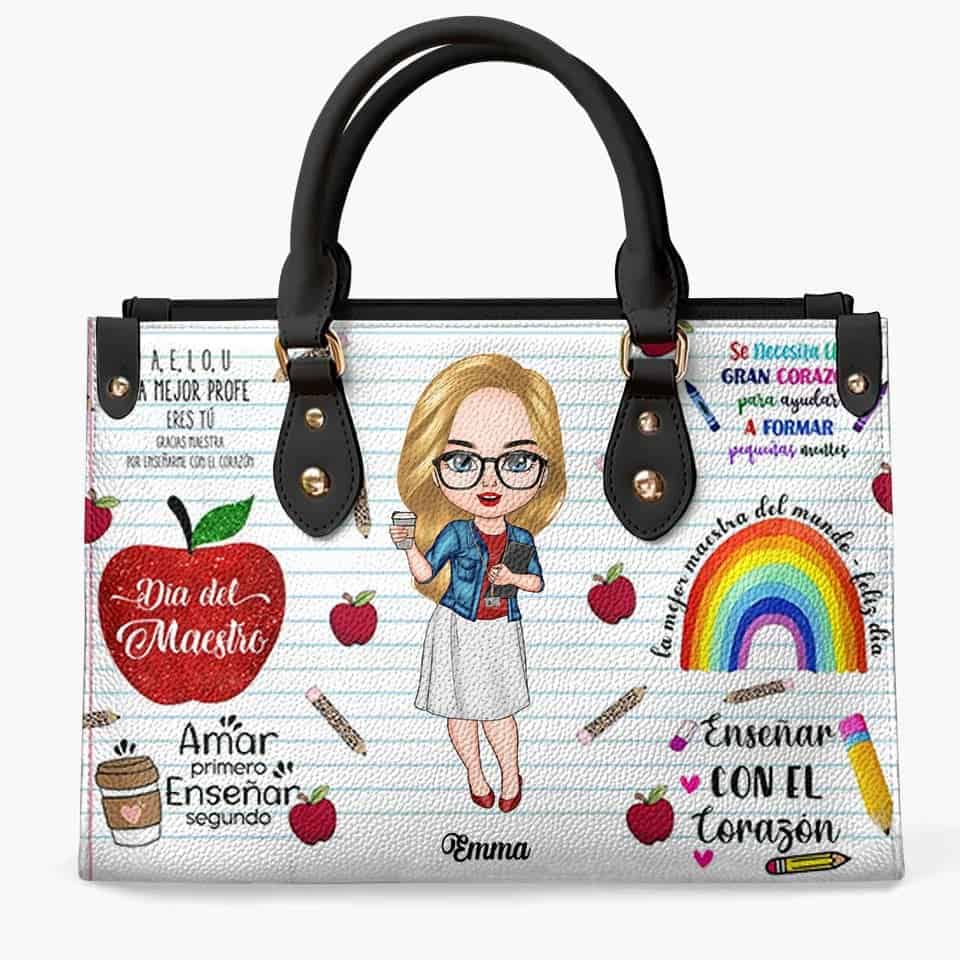 Personalized Leather Bag, Gift For Spanish Teacher, La Mejor Maestra Del  Mundo - Gearcustoms.com