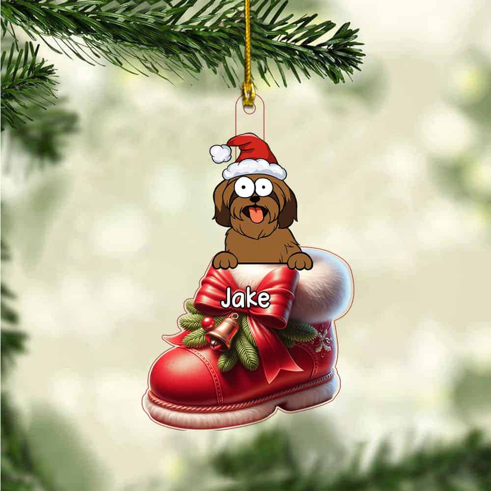 Cute Dog Puppy On Christmas Boots Shoes Personalized Acrylic