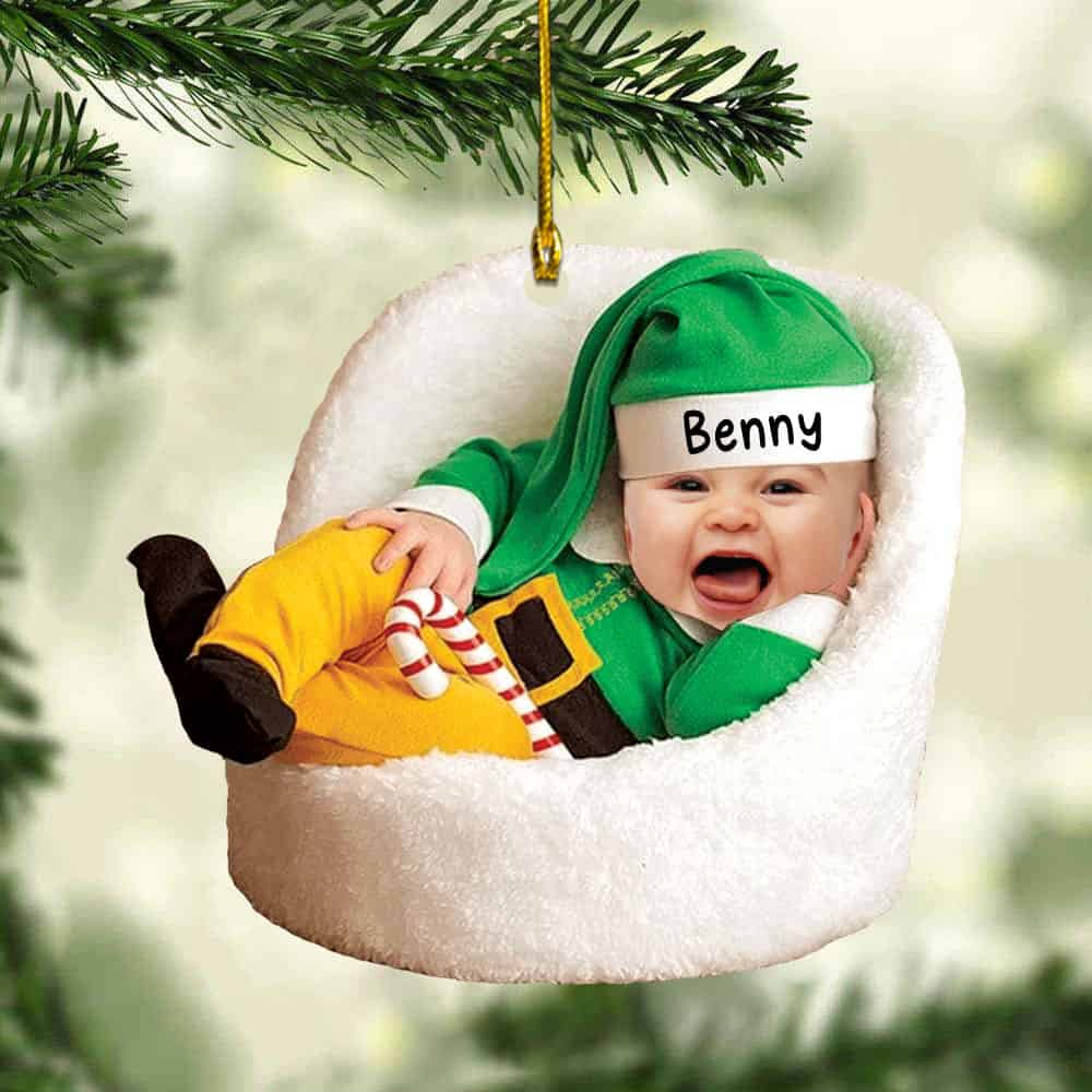 Baby Newborn Funny My First Christmas Upload Photo Personalized